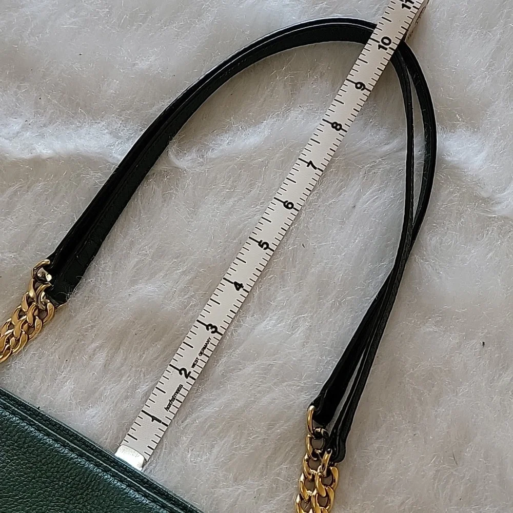 MICHAEL KORS Evergreen Pebbled Leather Chain Double Handle Zip Closure Tote‎ Bag